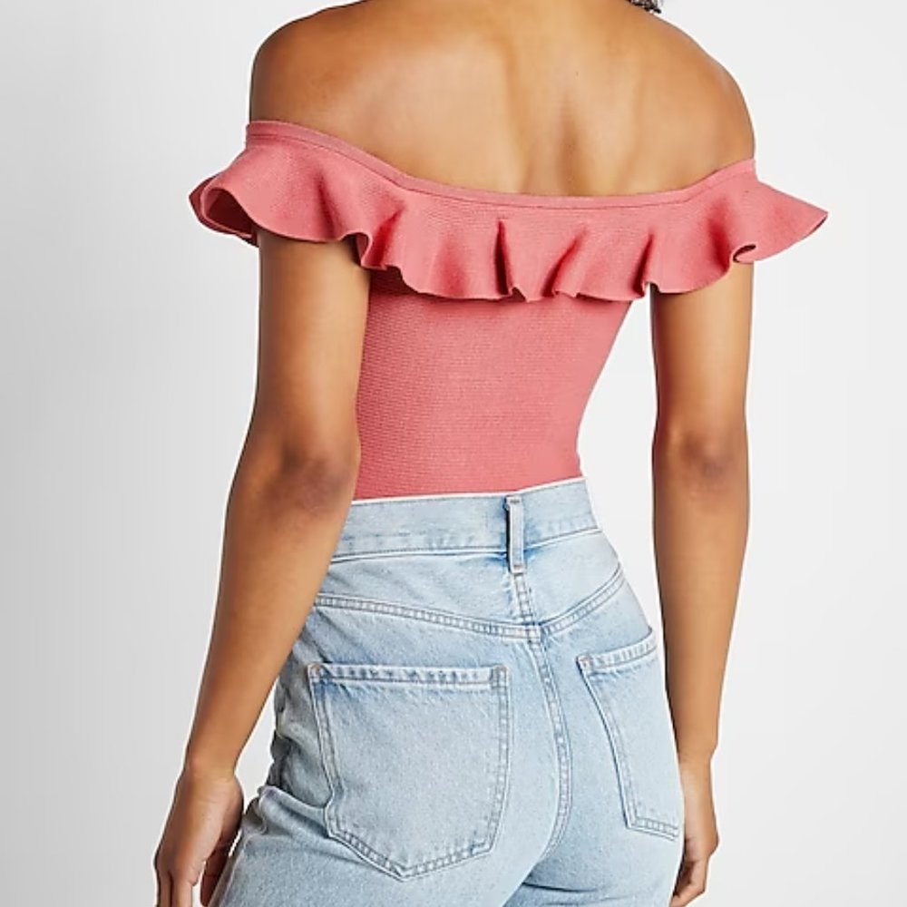 Body Contour Ruffle Off Shoulder Sweater Top - Picture 2 of 16